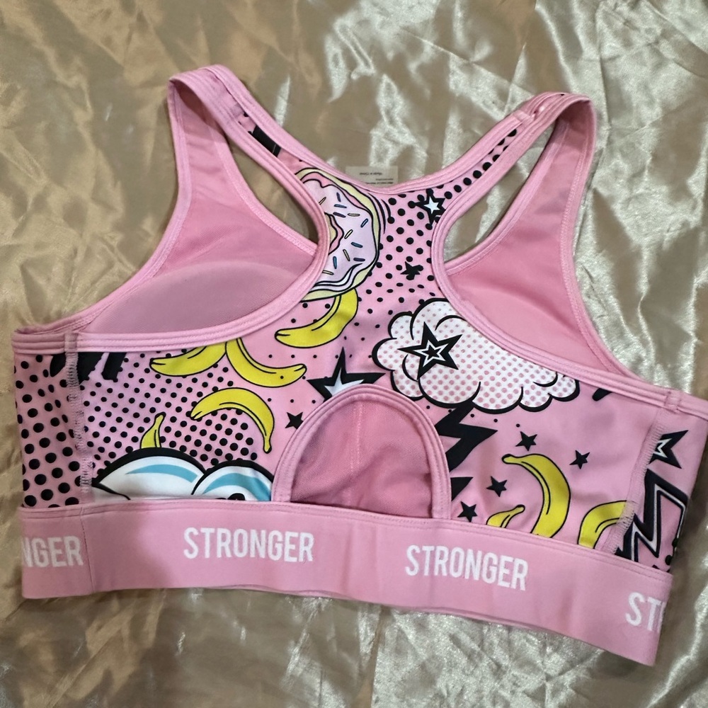 Stronger Pink Graphic Sports Bra - Picture 2 of 3